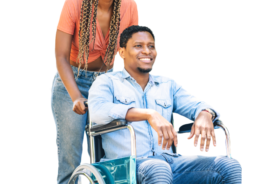 Woman and elderly woman smiling